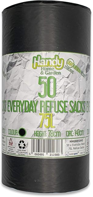 Handy Home and Garden 75 Litre Dustbin Bin Bag Liners (1 x 50 Bags)