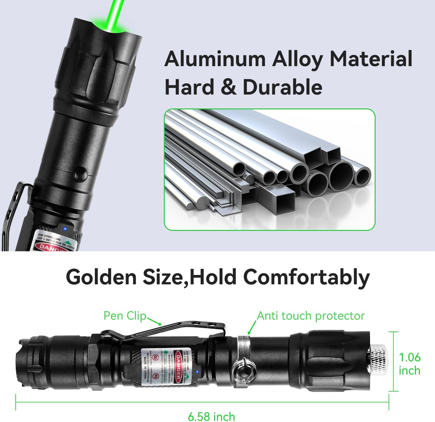 [4 Packs] Professional Rechargeable Green Laser Pointer High Power Green Beam Laser Light Distance Range for TV/LED/LCD Screens Tactical Flashlights Presentation Office/Outdoors [004](4)