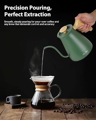 Miniatura 7 de Harriet Hervidor Eléctrico de Cuello de Cisne - Calentamiento Rápido de 1200W, Acero Inoxidable de 0.8L, Control de Temperatura de Precisión y