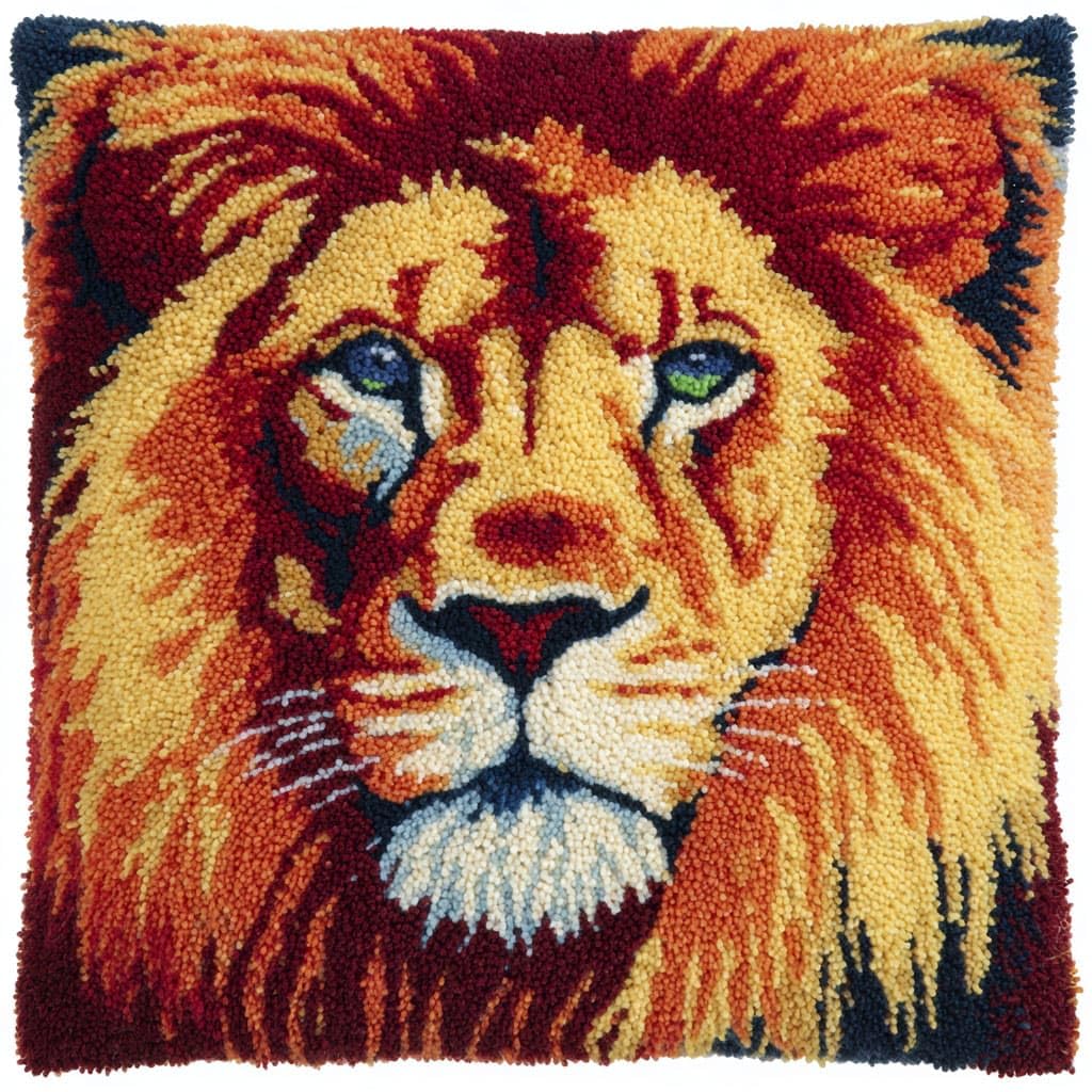 Henypt DIY Latch Hook Pillow Kits Lion