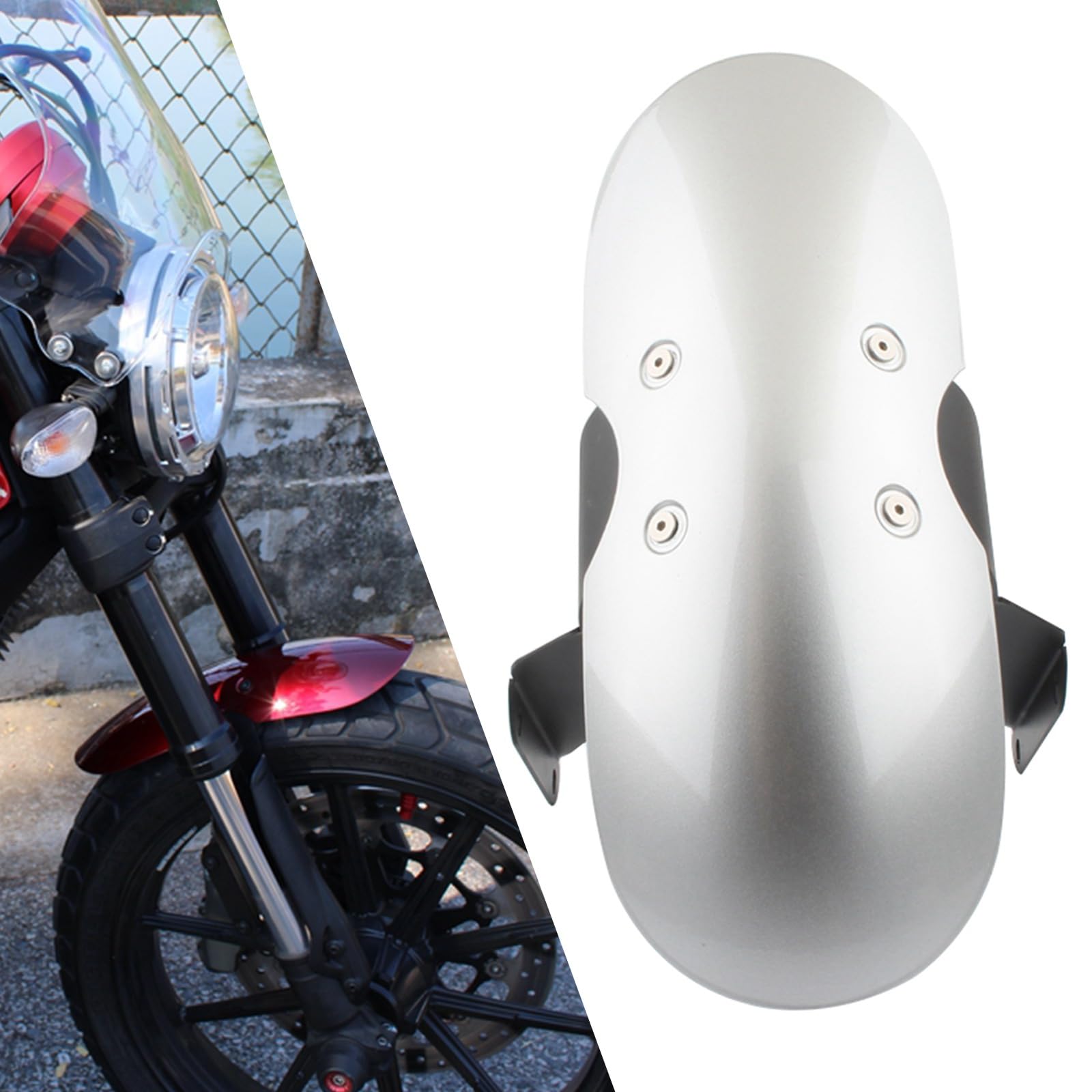 ducati scrambler schutzblech vorne FINMOKAL Motorrad-Kotflügel-Schutzblech für 800/Cafe Racer/Classic/Full Throttle/Icon/Italia Independent/Flat Track Pro/MACH 2.0/Street Classic Silber Auto & Motorrad Buckle Color:Polished Chrome Prophete E-Bike Entdecker 3.0 Makki