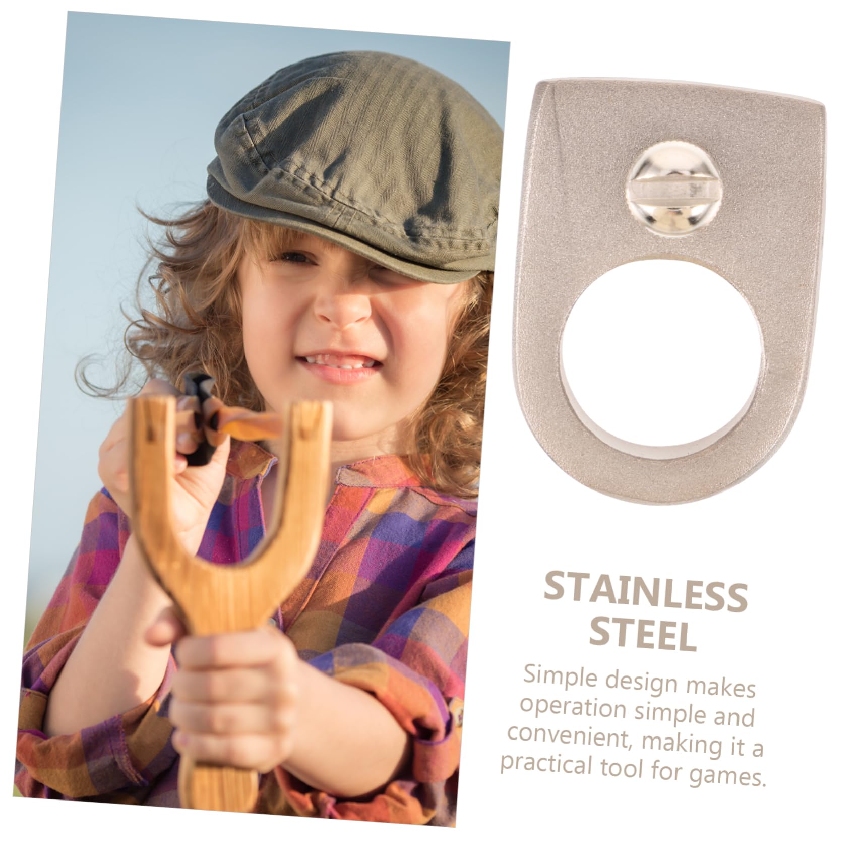 HONMEET 4pcs Stainless Steel Ring for Adults No Rubber Band Frameless Finger Catapult Outdoor Supplies