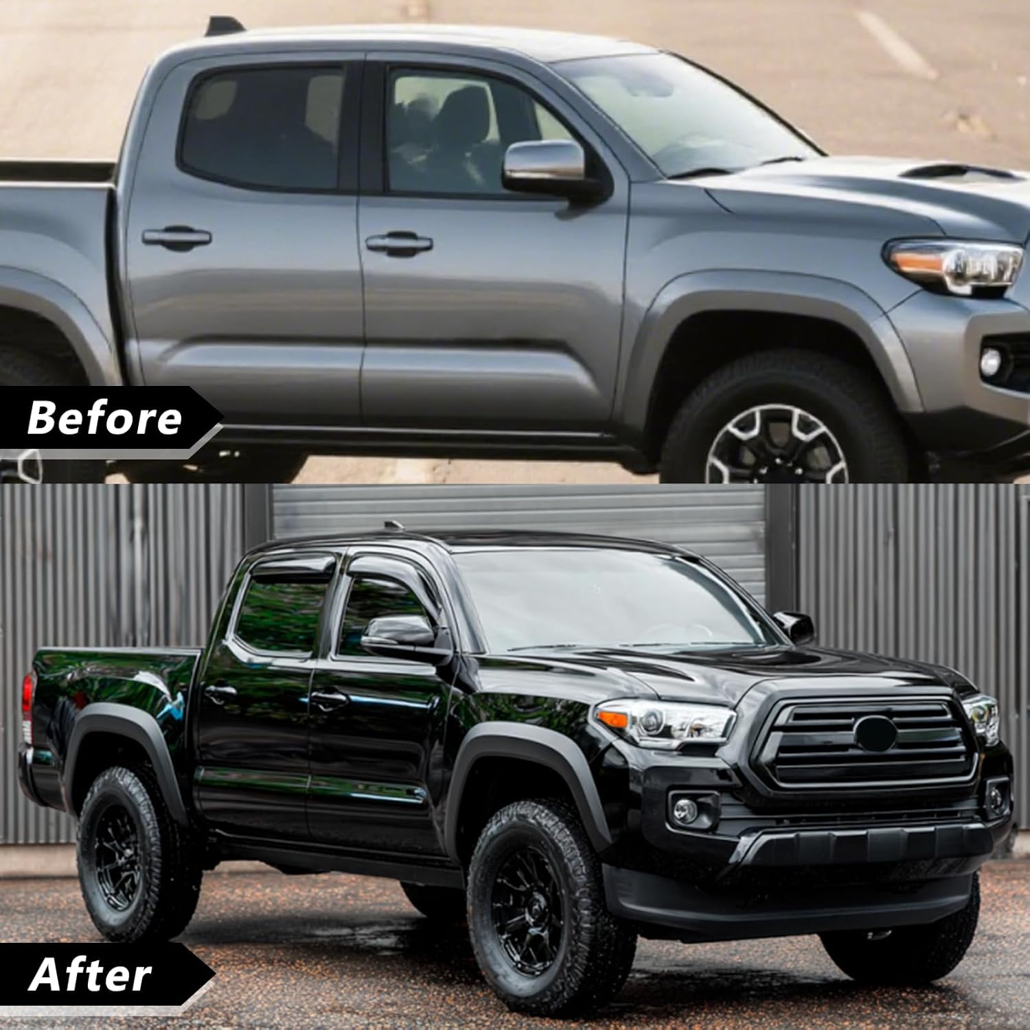 Rain Guards Side Window Visor Vent Outside Mount Fits for Toyota Tacoma Double Cab 2016 2017 2018 2019 2020 2021 2022 2023