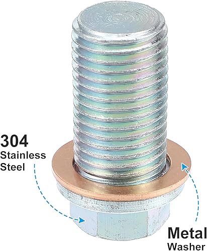 Miniatura 4 de X AUTOHAUX Tornillo de tapón de drenaje de aceite de motor de acero M14x1.5 con anillo de sellado para Mercedes-Benz para Dodge Caravan para Jeep