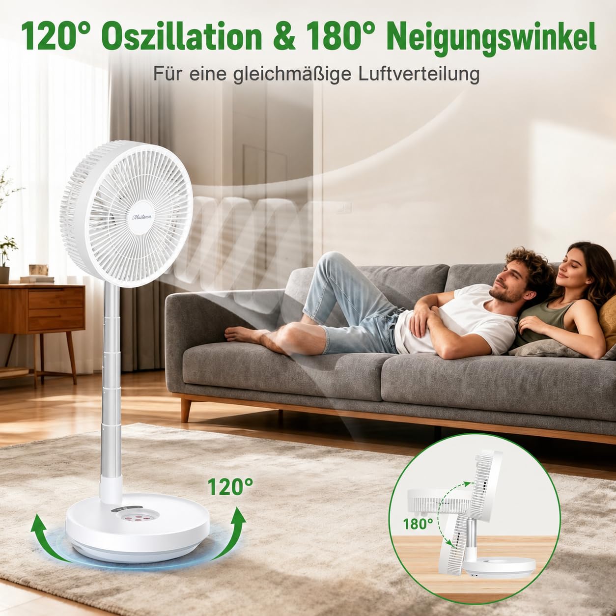 Faltbarer Ventilator mit Fernbedienung 10000mAh Akku Typ-C-Anschluss