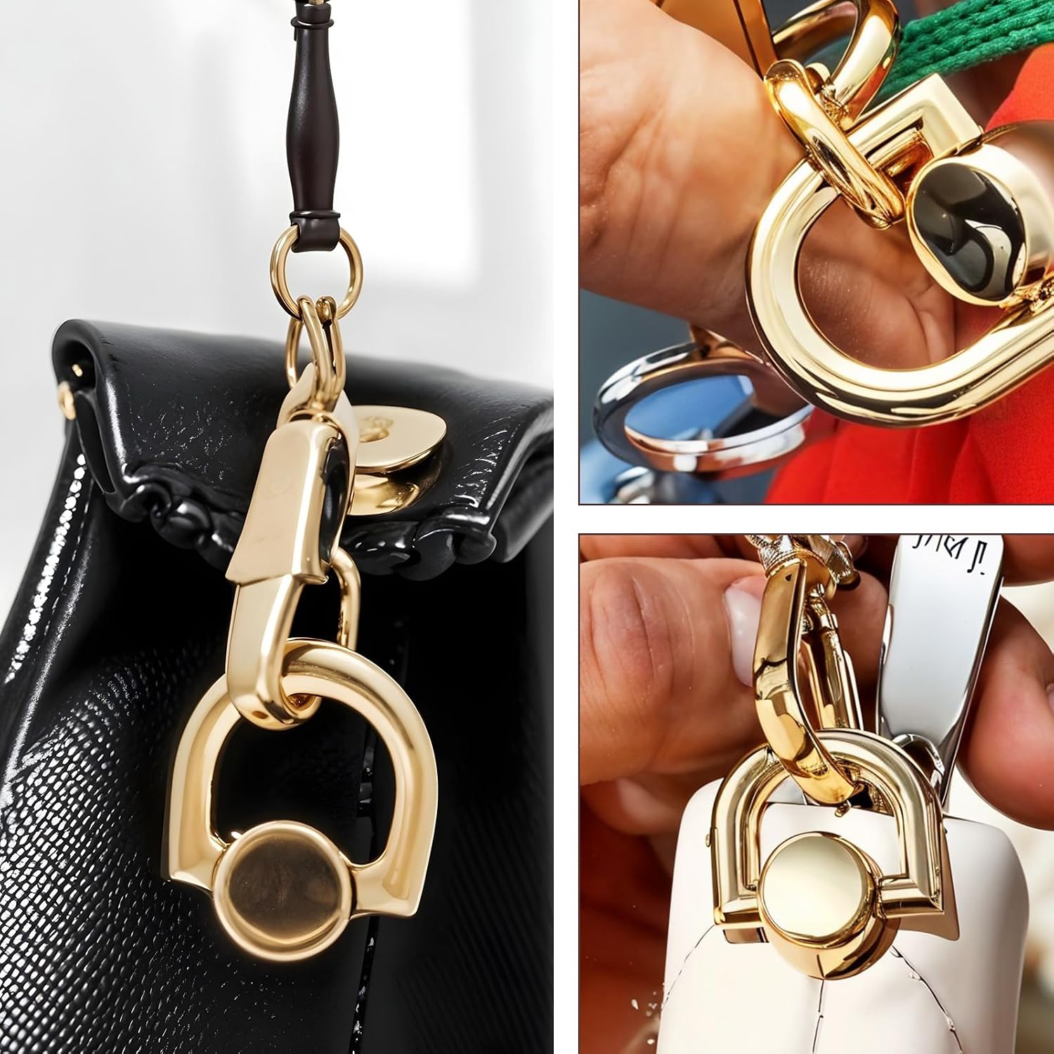 Qianyu 4 PCS D Rings for Purse Stud Screw Ball Studs Rivets Post Head Buttons 360 Degree Rotatable Craft Accessories Metal Bag Hardware Crossbody Conversion Kit for Leather Purse Straps Handbag DIY image 5