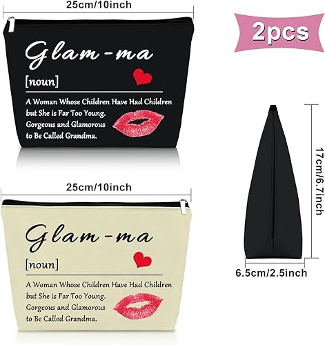 Miniatura 2 de Regalos para abuelas de nietos bolsa de maquillaje, Negro y Beige