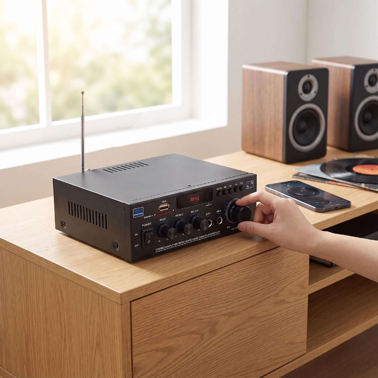 Cuifati Amplificateur Stéréo Bluetooth 5.0, Récepteur HiFi 2.0 Canaux