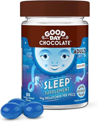 Good Day Chocolate Melatonina para adultos 80 unidades Chocolate con leche sin OMG de comercio justo con manzanilla y melatonina 1 mg Melatonina