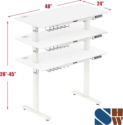 Miniatura 30 de SHW - Escritorio de pie eléctrico de altura regulable con memoria - 48 x 24 pulgadas, marrón rústico Marrón