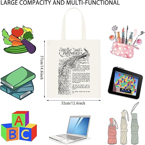 Miniatura 2 de WCGXKO Bookish Gift Literary Gift Pride and Prejuice Book Lover Bolsa de lona