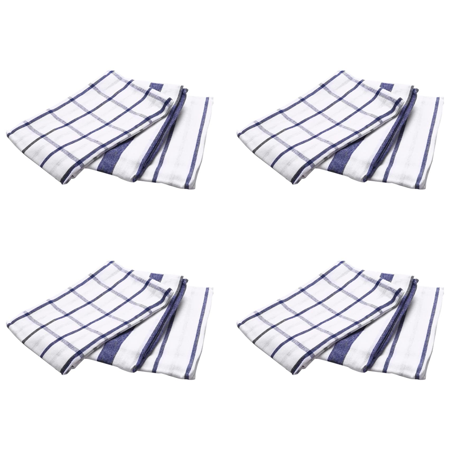 Torchon de cuisine sans traces lot de 12 essuie-mains à carreaux bleus pour vaisselle