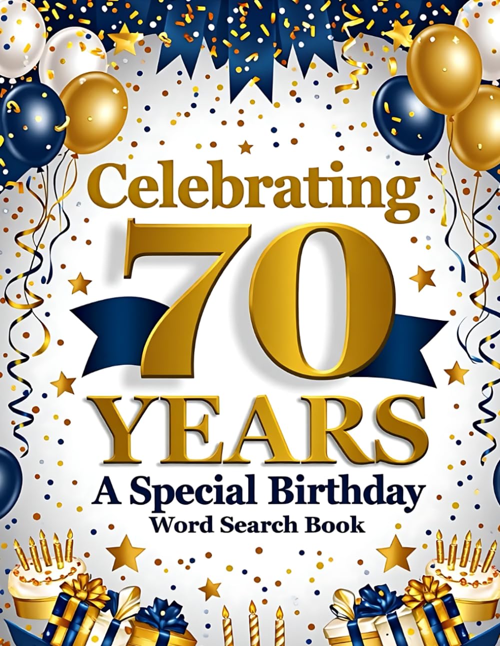Happy 70th Birthday Gifts for Men Women: Funny 70th Birthday Word Search for Friends and Family Fun