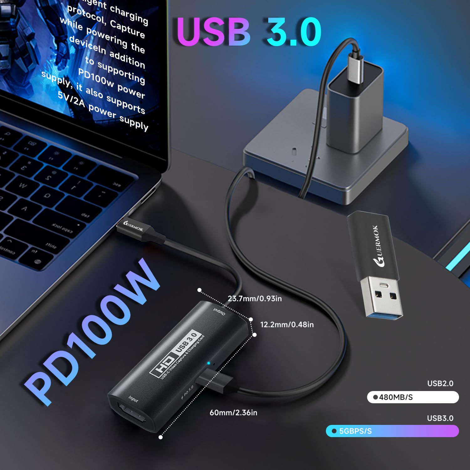 GUERMOK 4K Video Capture Cord キャプチャーボード Amazon.com: Guermok 4K@60FPS Video Capture Card, 90° USBC, 3.3ft