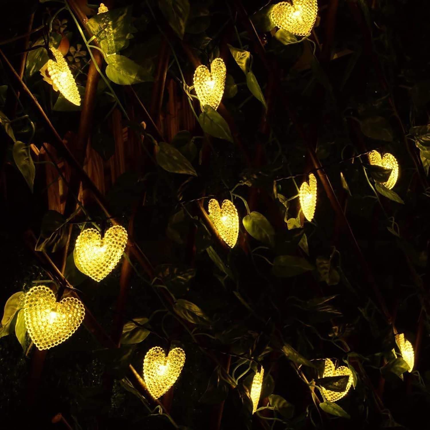 Luci a LED a Forma di Cuore, a energia Solare, da Giardino, Facili da installare, Decorazione