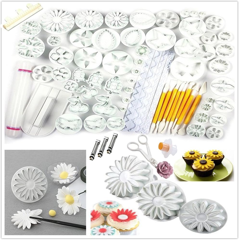 Anokay DIY cookie cutter, 52 / 74 piece cookie cutter, ejector stamp, modelling tool, smoother, fondant, marzipan, cake decoration, cake decorating, baking, Plastic, 74 teilig