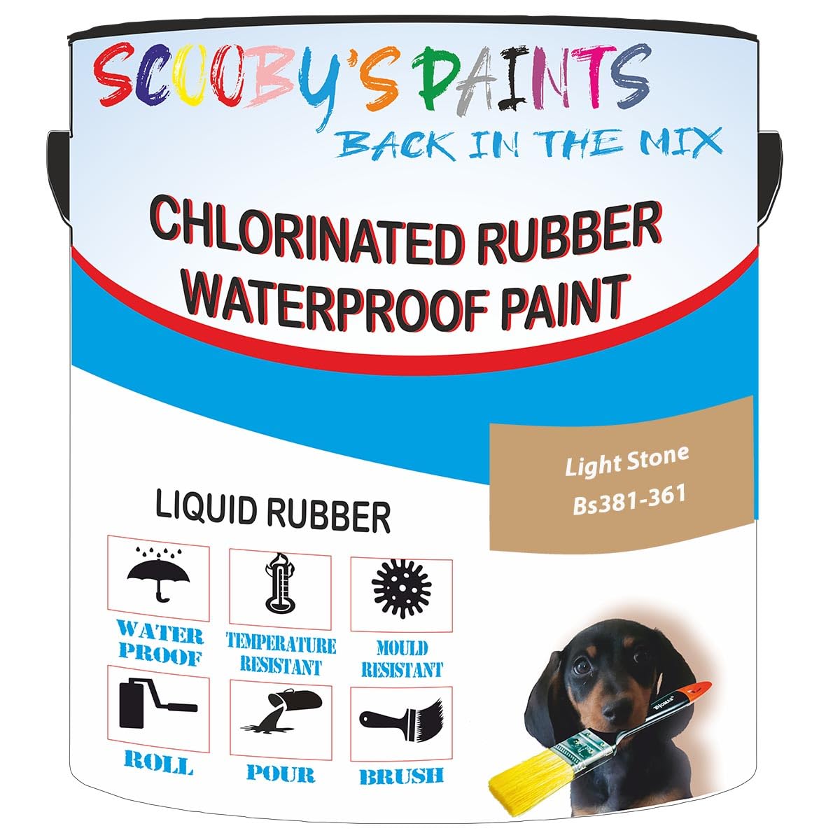 Scooby's Paints Chlorinated Rubber Waterproof Paint, Liquid Rubber (Light Stone Bs381-361, 1 Liter) โ image 1