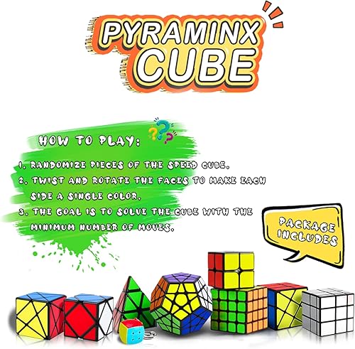 Miniatura 6 de Juego de cubos mágicos paquete de 9 unidades Pirámide Piraminx  2 x 2  3 x 3  4 x 4  Megaminx  Espejo  Mini 3 x 3  Skewb  Fenghuolun juguete para