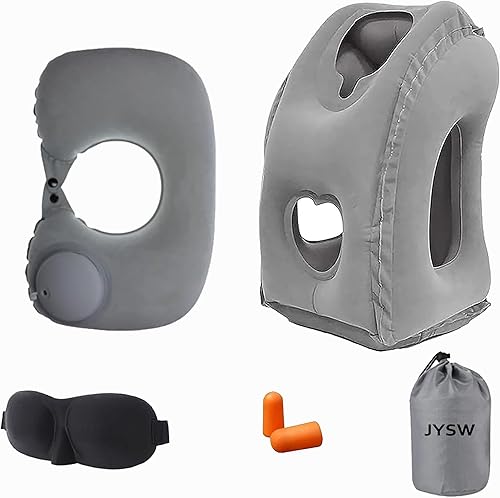 Miniatura 8 de Almohada inflable de viaje, almohada portátil en forma de U para avión multifuncional para cuello y cabeza, almohada de regazo para aviones, trenes,