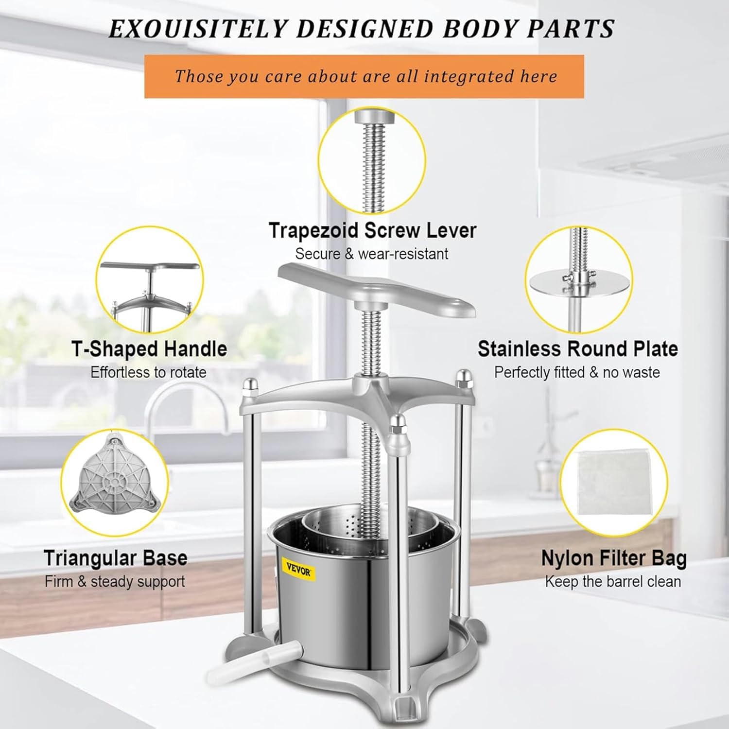 Press Extractor Fruit Juice Wine Press Making 3L Household Beekeeper Tool Stainless Steel Beeswax Extractor Cheese Manual Press