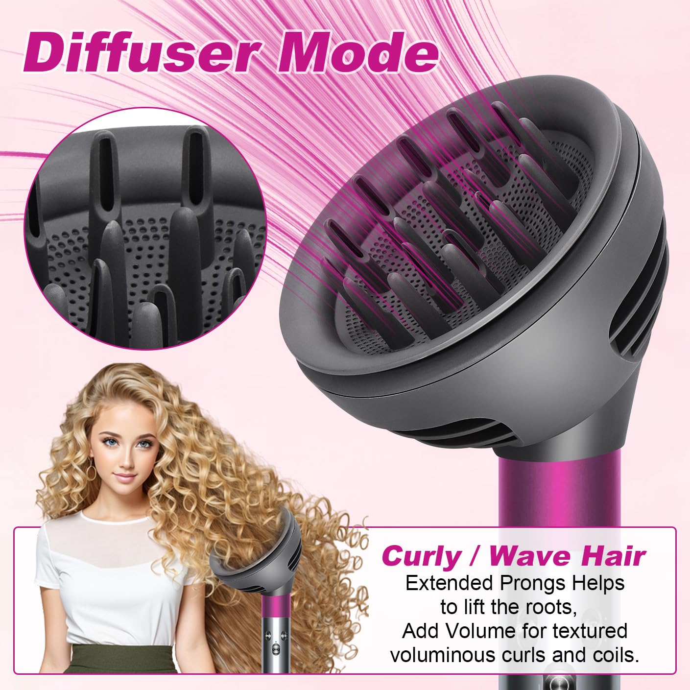 Diffusor Aufsatz für D yson Airwrap Styler HS01/05/HS08, Luftstromkuppel und Diffusor mit zwei Modi für lockiges, gewelltes Haar, Haardiffusor-Düsenaufsatz zur Verbesserung der Frisur