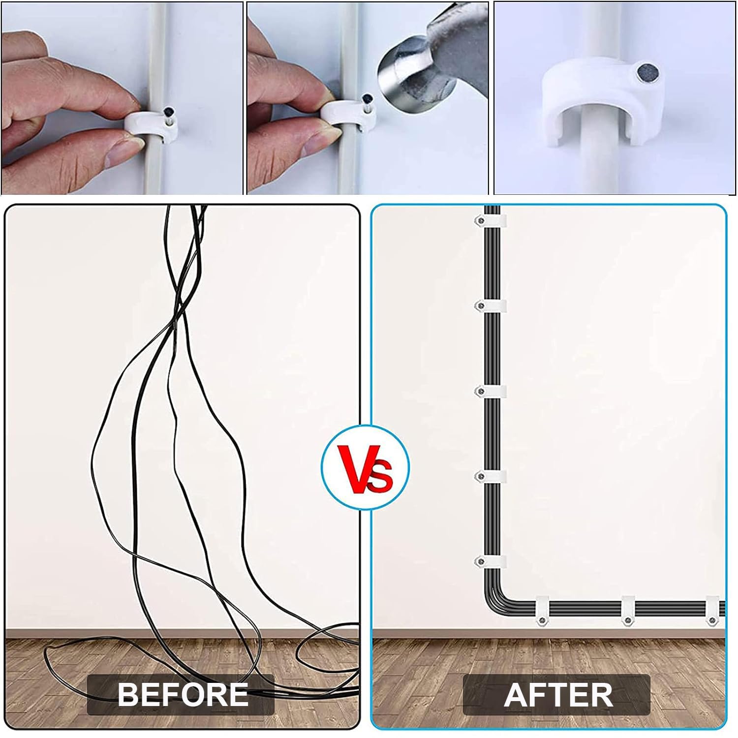 TA-VIGOR 100Pcs Round Cable Clips, 8mm Electrical Cable Wall Clip - Image 4