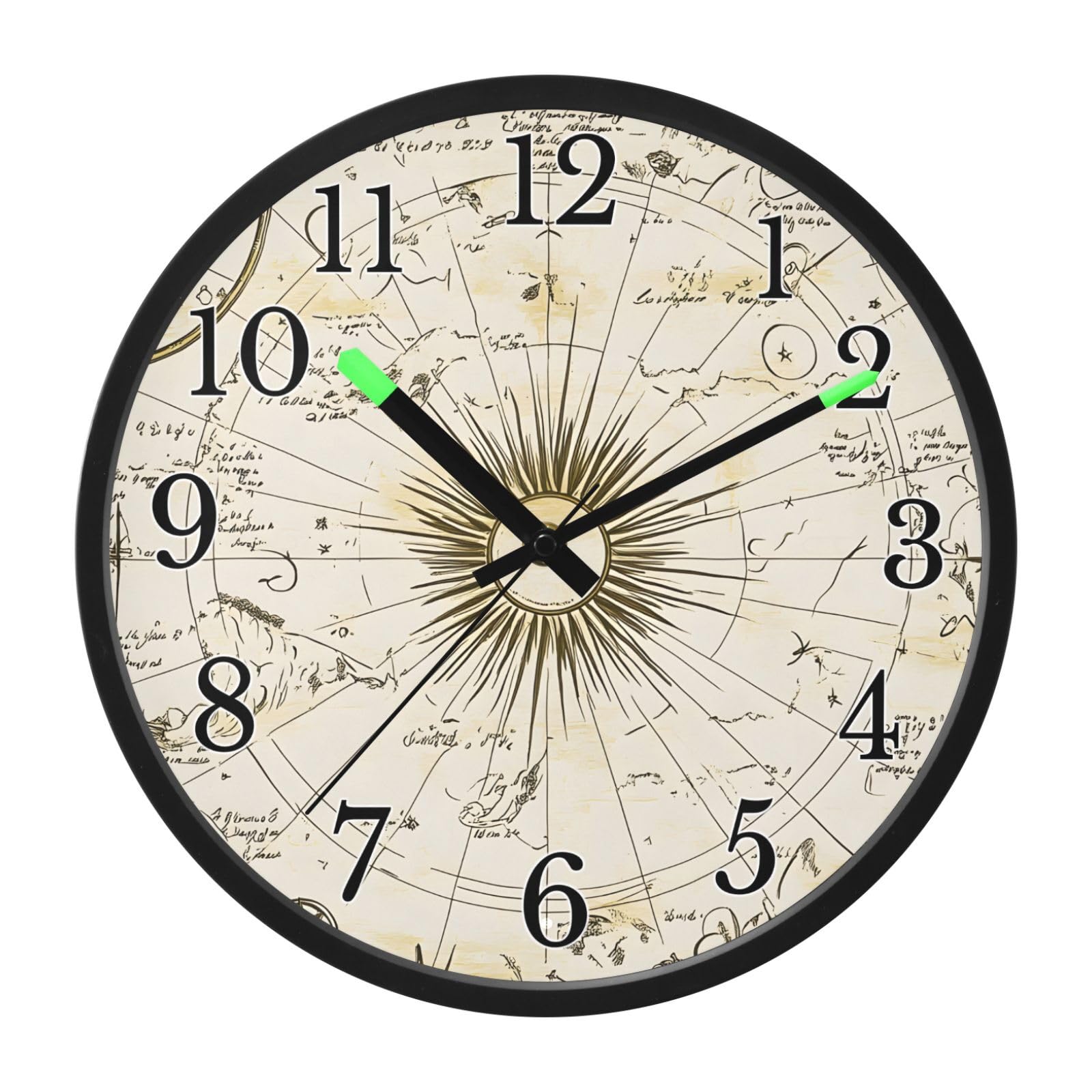 Mnsruu Reloj de pared con diagrama de galaxia solar, reloj luminoso para dormitorio, funciona con pilas, reloj silencioso que brilla en la oscuridad, para sala de estar, cocina, 12 pulgadas