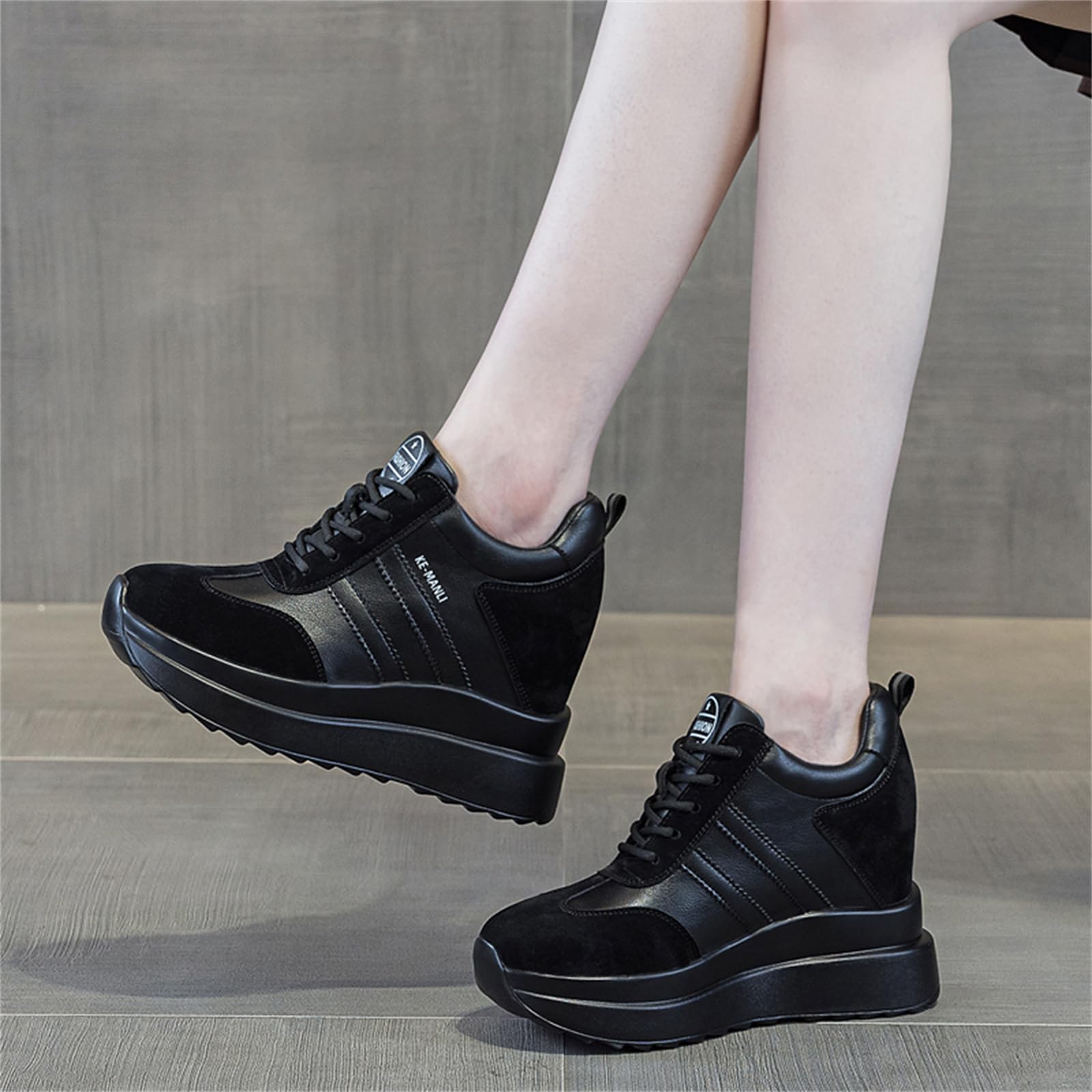 AONEGOLD Zapatillas de Deporte Cuñas Mujer Zapatos de Deporte Casuales al Aire Libre Transpirable Wedge Plataforma Sneakers Tacón Oculto 10CM