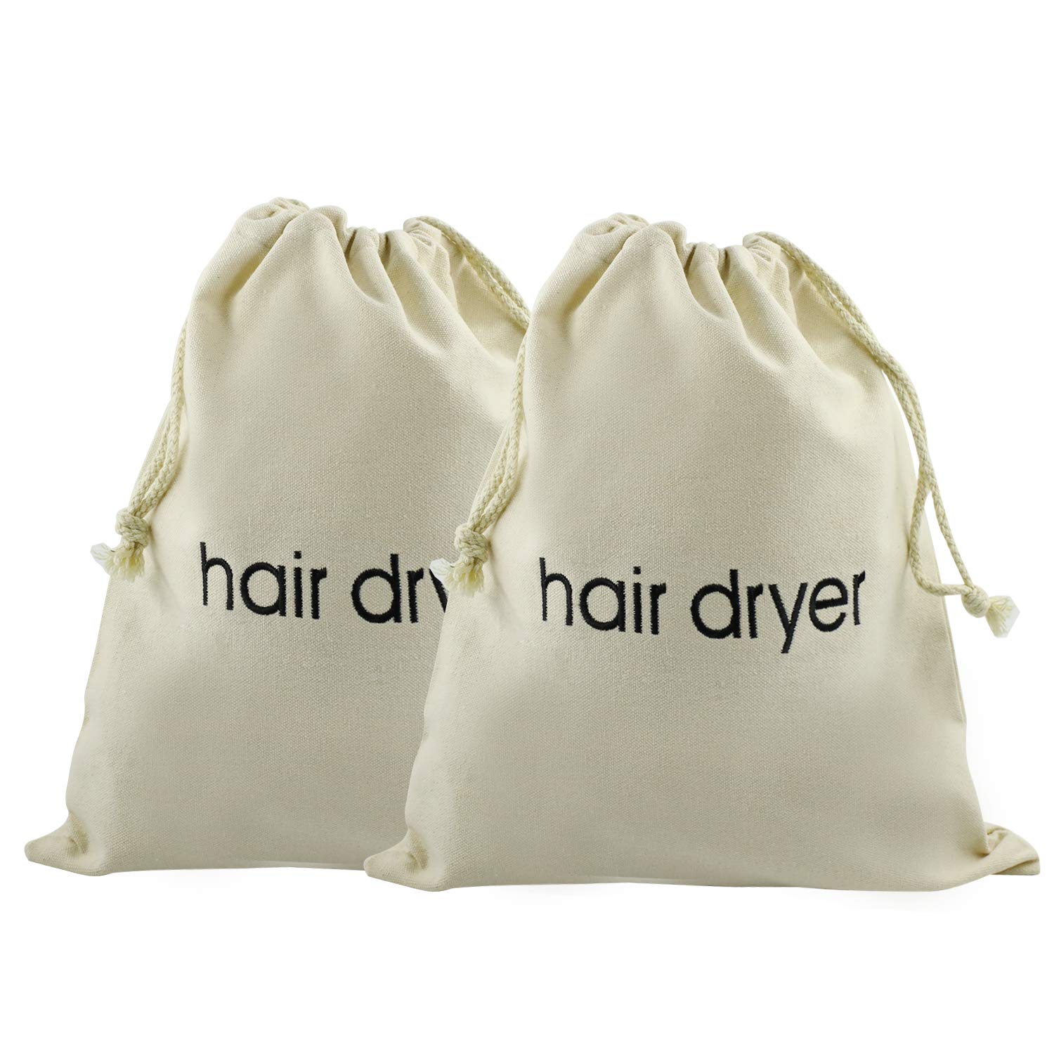 Trounistro 2 Pack Hair Dryer Bags Drawstring Bag Big Cotton