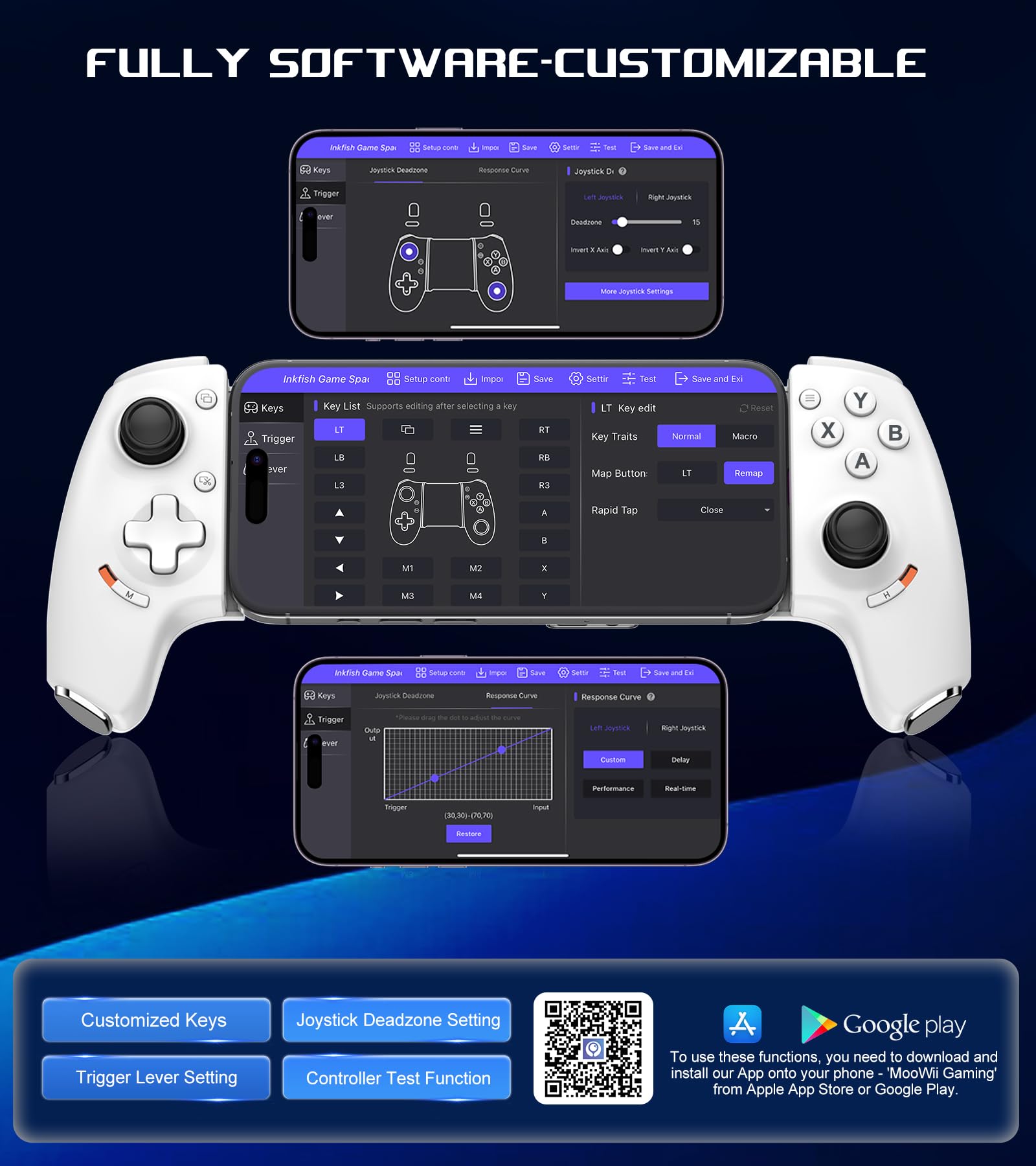 Controller di gioco mobile per Android e iPhone serie 15/16 (USB-C) PS Remote Player Gamepad per PS5/PS4/Xbox/PC con joystick Hall/Hall Trigger/jack audio da 3,5 mm/controller di gioco cloud, Plug &