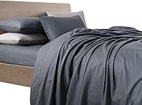 Vista 4 de Royal Hotel Bedding Juego de sábanas vintage de mezcla de lino belga y algodón, algodón hipoalergénico prelavado, tejido de percal fresco