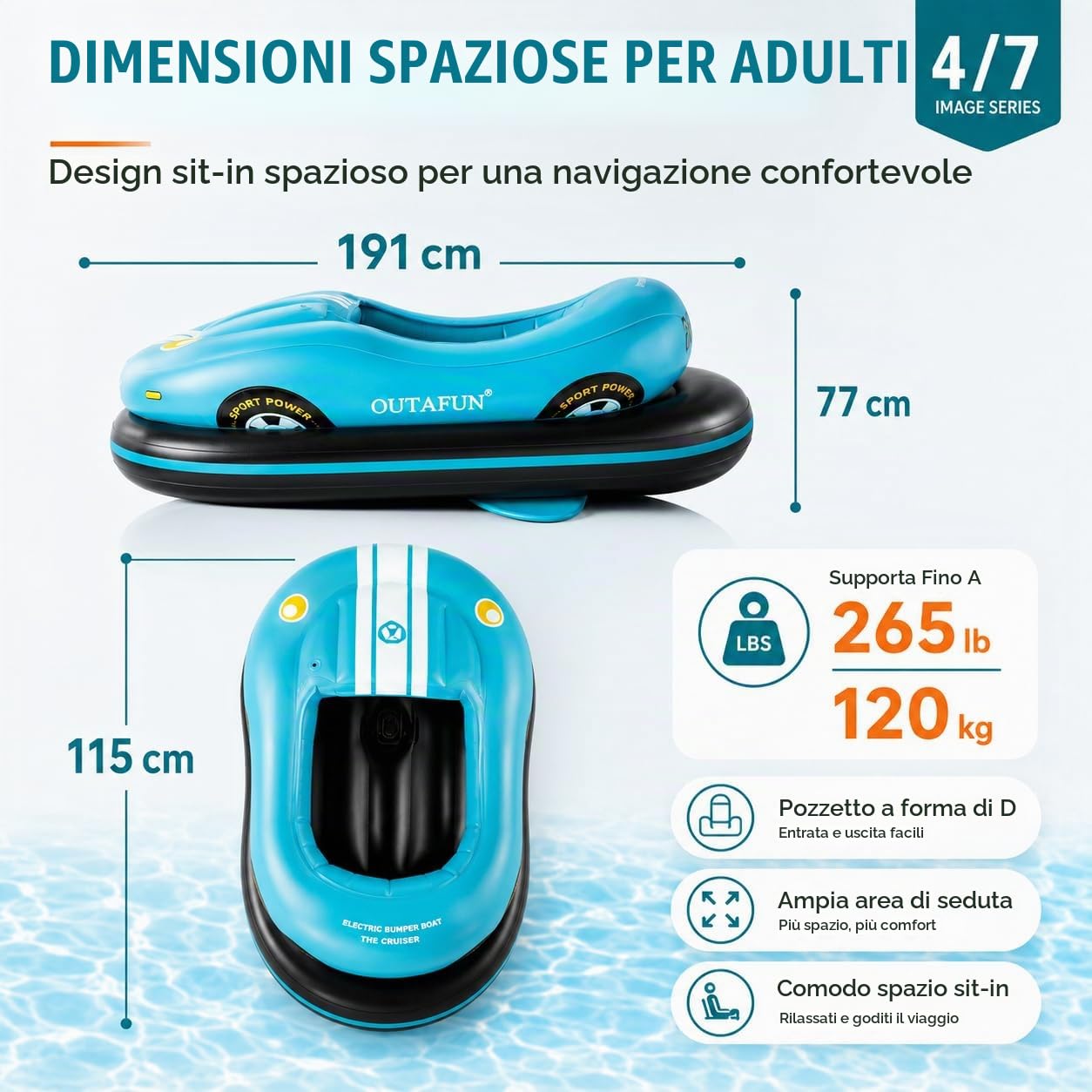 Barca Gonfiabile Elettrica con Motore, Gioco d'Acqua per Adulti Blue