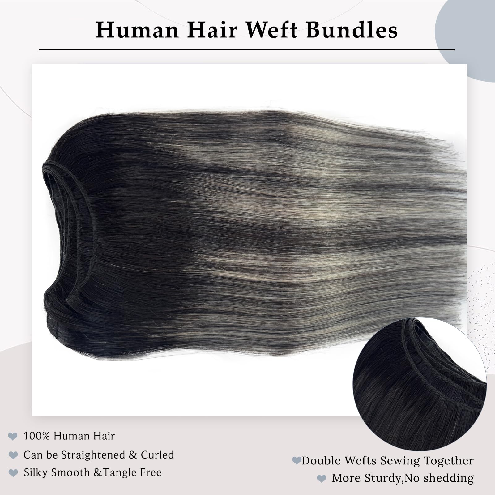 Amazon.com : Ombre Black Balayage Silver Grey Highlights Sew  display picture 1