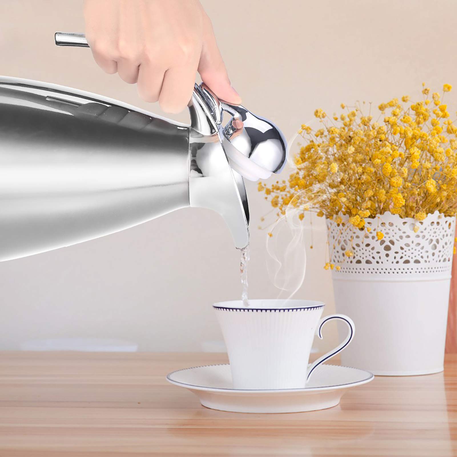 Cafetiere Isotherme 15 Tasses De 2 Litres - Distributeur De Boisson - En Acier Inoxydable - 1,5/2 L - Cafetière - Passe Au Lave-Vaisselle - Conservation De La Chaleur (2 L 15,5