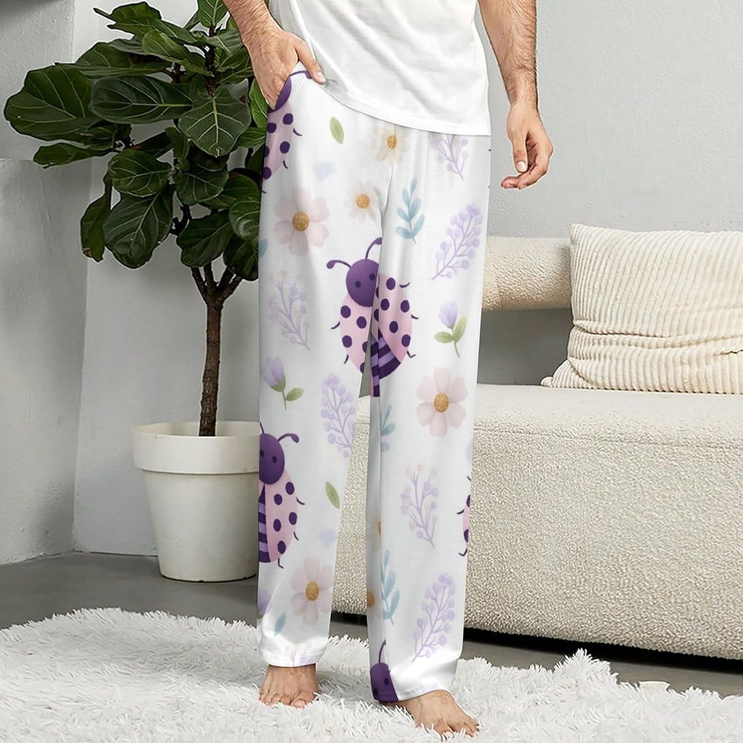 Unisex Pajama Pants Lounge Pants Soft Breathable Loose Fit Sleepwear Elastic Waist Drawstring