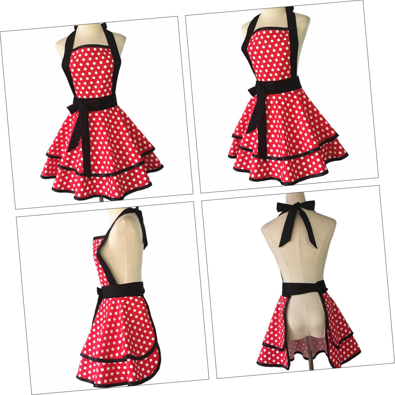 Toyvian Grembiule da Cucina Fantasia Pois Stile Fashion in Cotone Doppio Strato Comodo e Resistente Donna per Pulizia e Lavoro in Hotel
