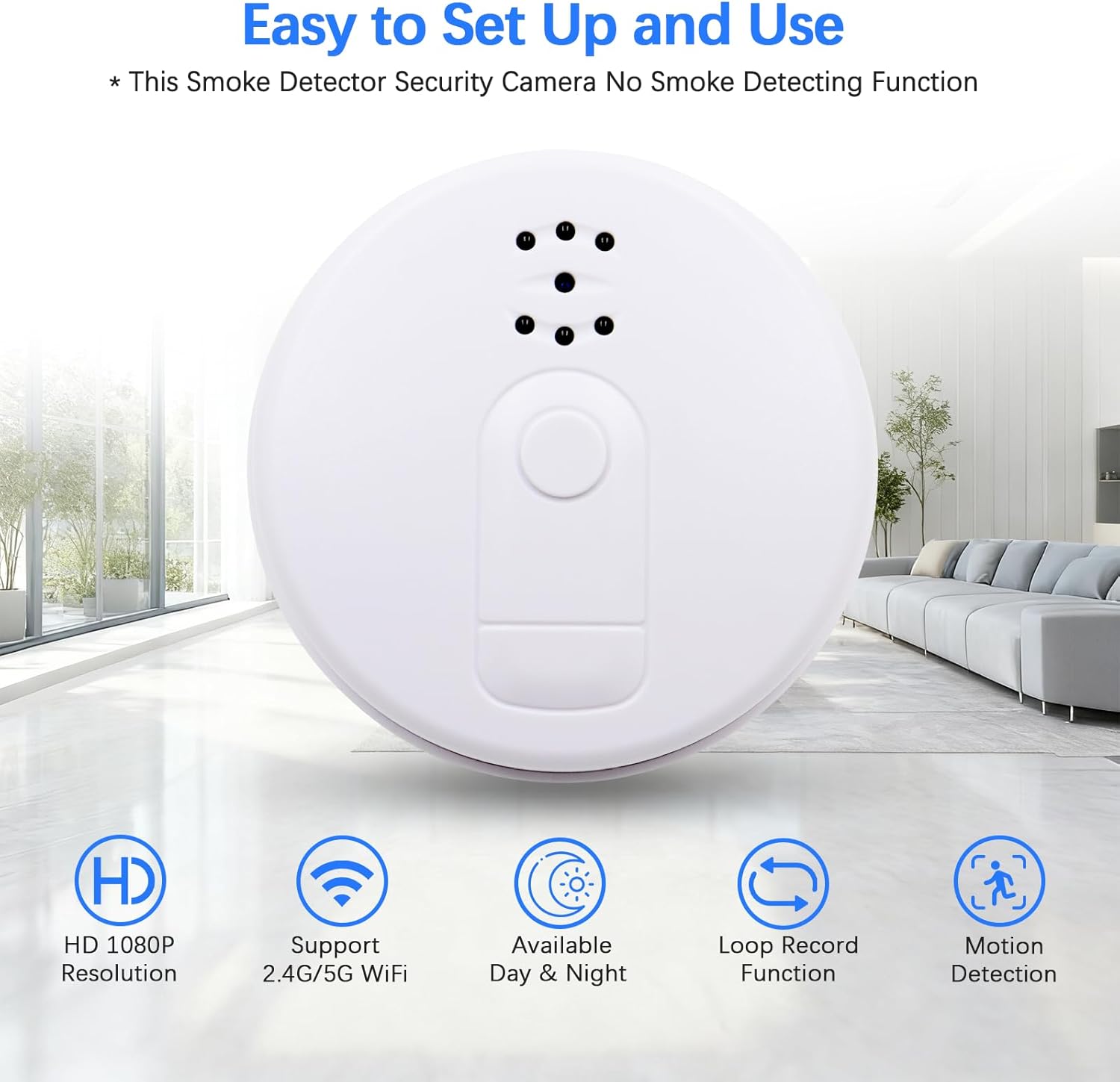 Wireless Security Camera Indoor Surveillance, FHD 1080P Rechargeable Battery Powered Guard House Security Camera, Continuous Recording Room Indoor WiFi Security Camera with Night Vision