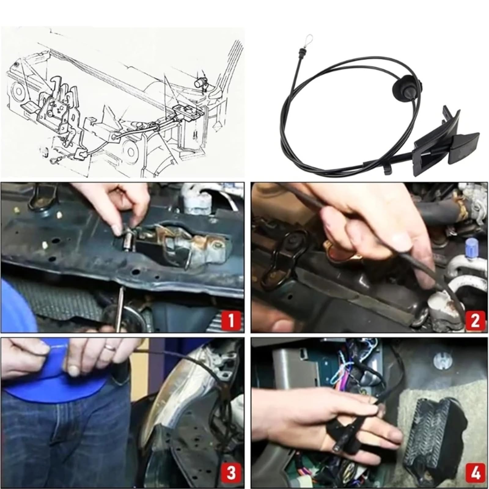 Leva di sblocco Cofano per F250 F350 F-53 F-59 F2TZ16916A Cavo e Maniglia di sblocco Cofano Motore Auto Cavo di sblocco Fermo Cofano Auto Kit Fermo Cofano