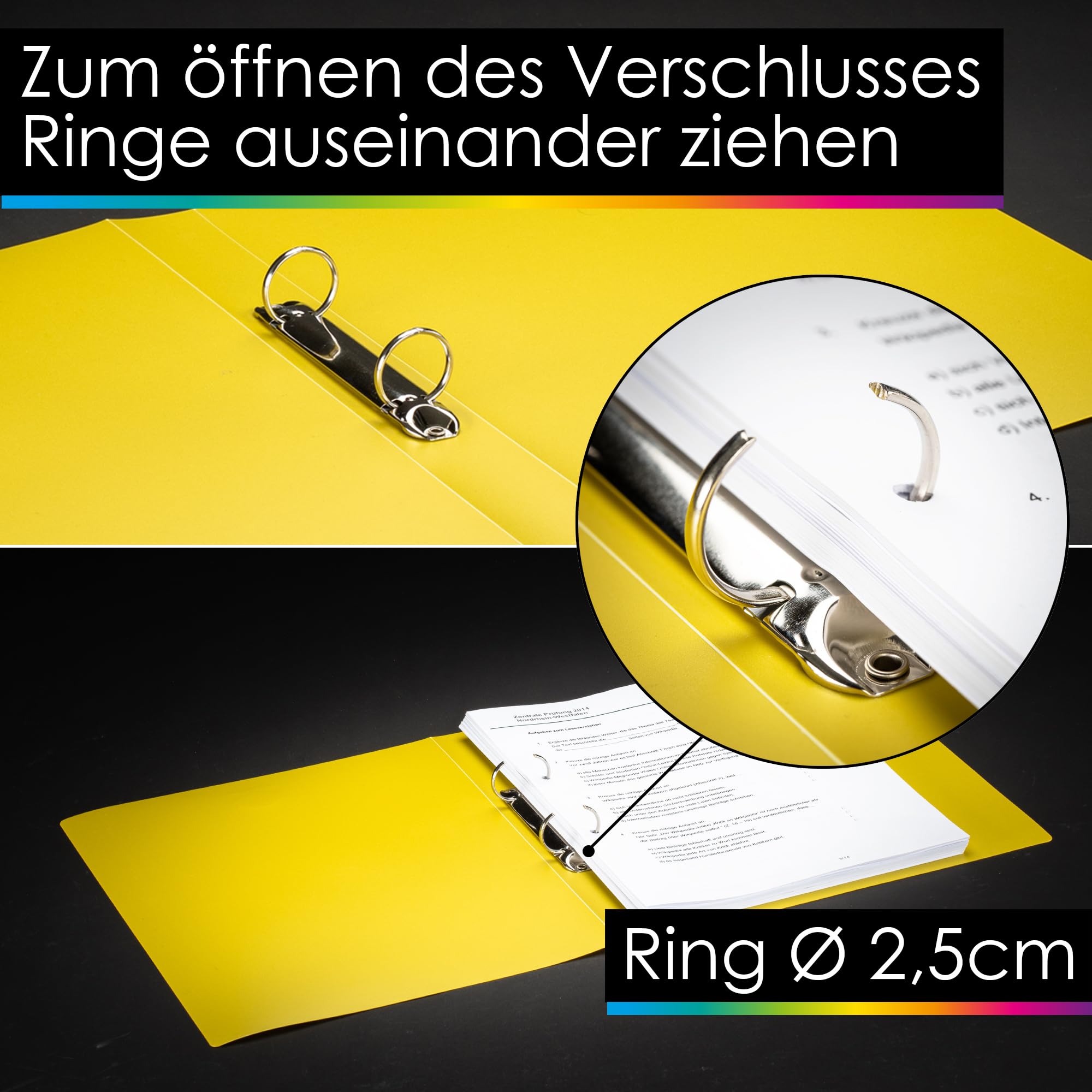 OfficeTree 12x Ringbuch A4 Set - 12 Farben - 2-Ring-Mechanik - Ringmappe A4 Rückenbreite 3,5cm - Ringhefter aus robusten Kunststoff - Ringordner schmal inkl. Sticker - Hefter
