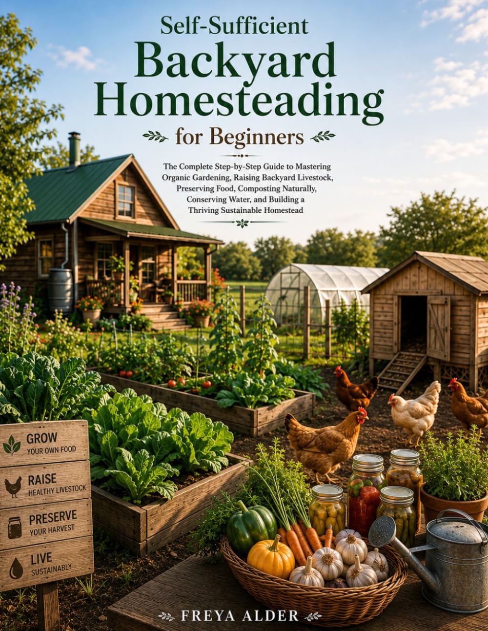 Self-Sufficient Backyard Homesteading for Beginners: The Complete Step-by-Step Guide to Mastering Organic Gardening, Raising Backyard Livestock, Preserving Food, Composting Naturally, Conserving...