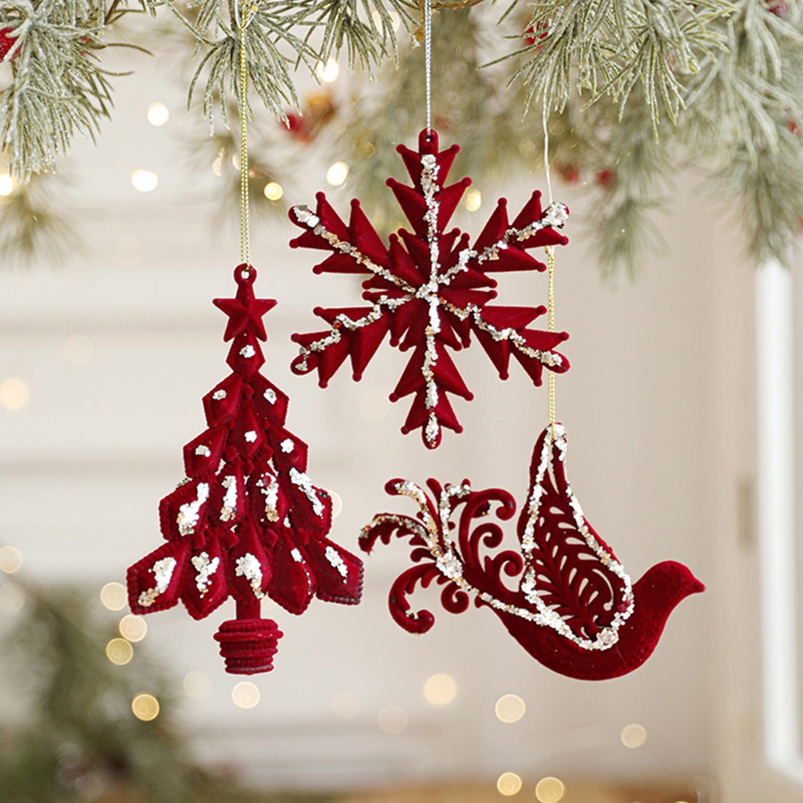 Confezione da 5 ornamenti per albero di Natale affollati a forma di stella, ghirlanda di renne, ciondoli per decorazioni natalizie, accessori fotografici, ciondoli a forma di stella