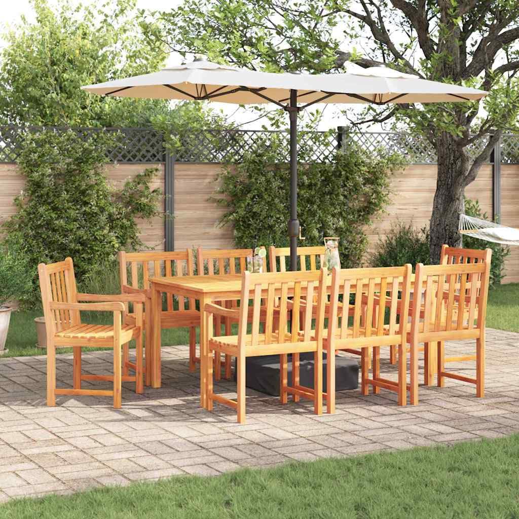 vidaXL Set da Pranzo per Giardino 9 pcs Marrone, Set da esterno in acacia, arredo giardino rustico, tavolo e sedie per terrazzo e feste in giardino
