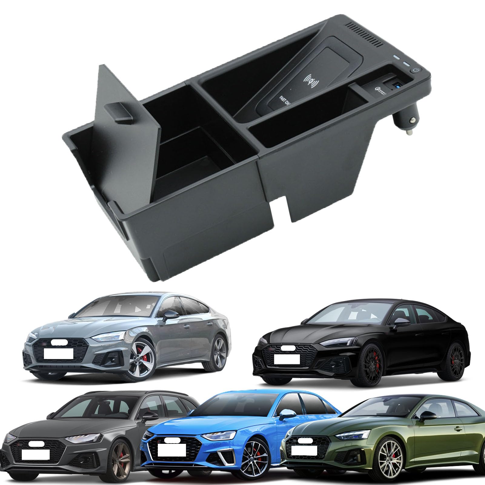 Caricabatterie Wireless per Auto per A4 S4 A5 S5 Rs5 Rs4 Tutti i Modelli Accessorio con 15w Wireless e USB Qc3.0 Ricarica Rapida Regalo per la Famiglia