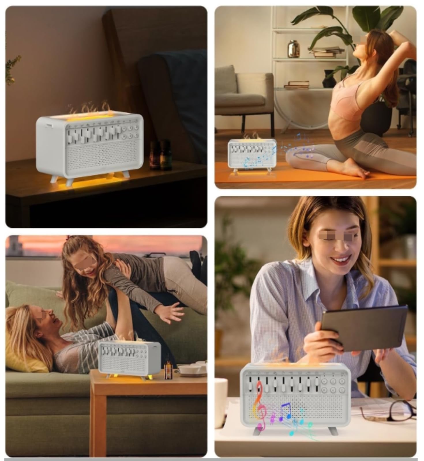 Difusor de Ruido Blanco portátil, Difusor portátil de máquina de ruido blanco, con 8 Ruidos Blancos Ajustables, Altavoces, Ayuda para Dormir, humidificador de Aire con aromaterapia, luz Nocturna Suave