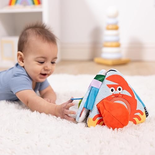 Miniatura 2 de Melissa & Doug Ocean Tummy Time Triangle - Juguete sensorial suave con texturas, espejo, juguete de suelo para recién nacidos a partir de 6 meses
