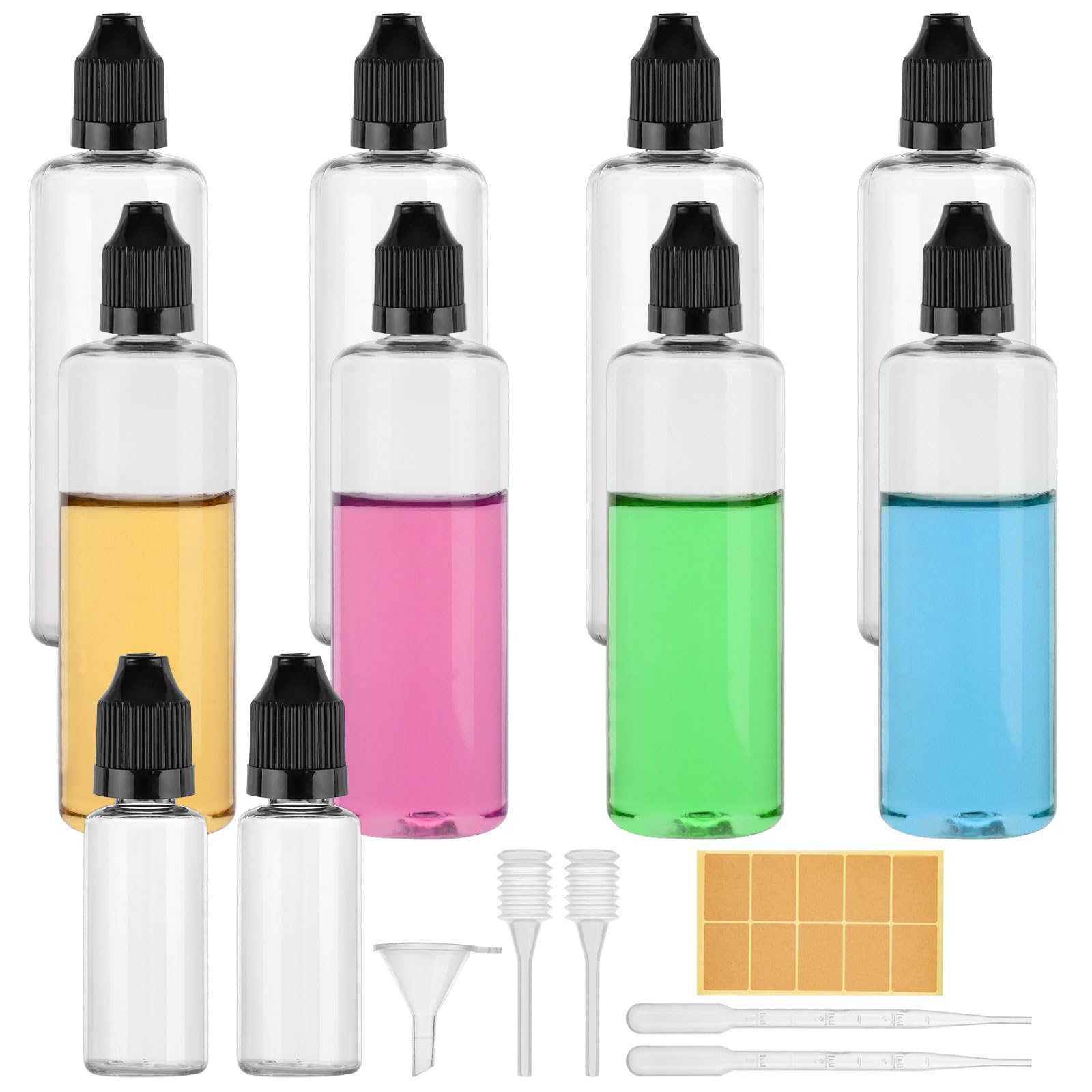 Liquid Flaschen 100ml, 8100ml Leere Quetschflaschen mit 220ml  Tropfflasche, Plastikflaschen zum Befllen mit Kindersicherung Deckel,  Inkl.Transfer Pipette Frhlingsstroh Trichter Etikettenaufkleber :  Amazon.de: Gewerbe, Industrie & Wissenschaft