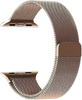 سوار معدني مغناطيسي من الستانلس ستيل بحلقة ميلانو لساعة ابل اي ووتش 42 ملم/44 ملم - ذهبي، للجنسين عدد 1