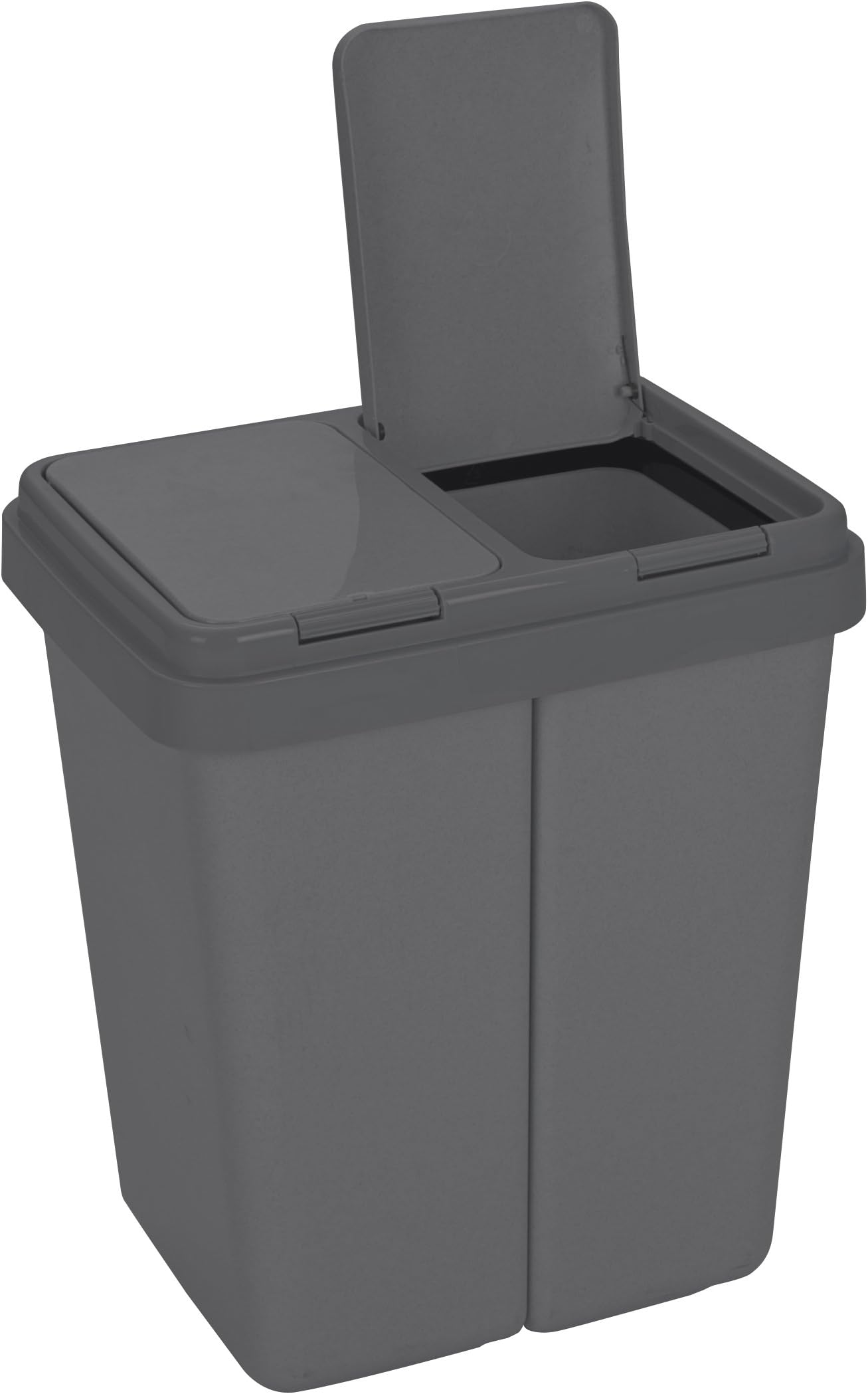 Ribelli 500114 Two-Bin Duo Rubbish Bin with Lid 2 x 25 Litres Plastic Kitchen Odour-Proof Waste Separation System 45 x 32 x 51 cm Anthracite
