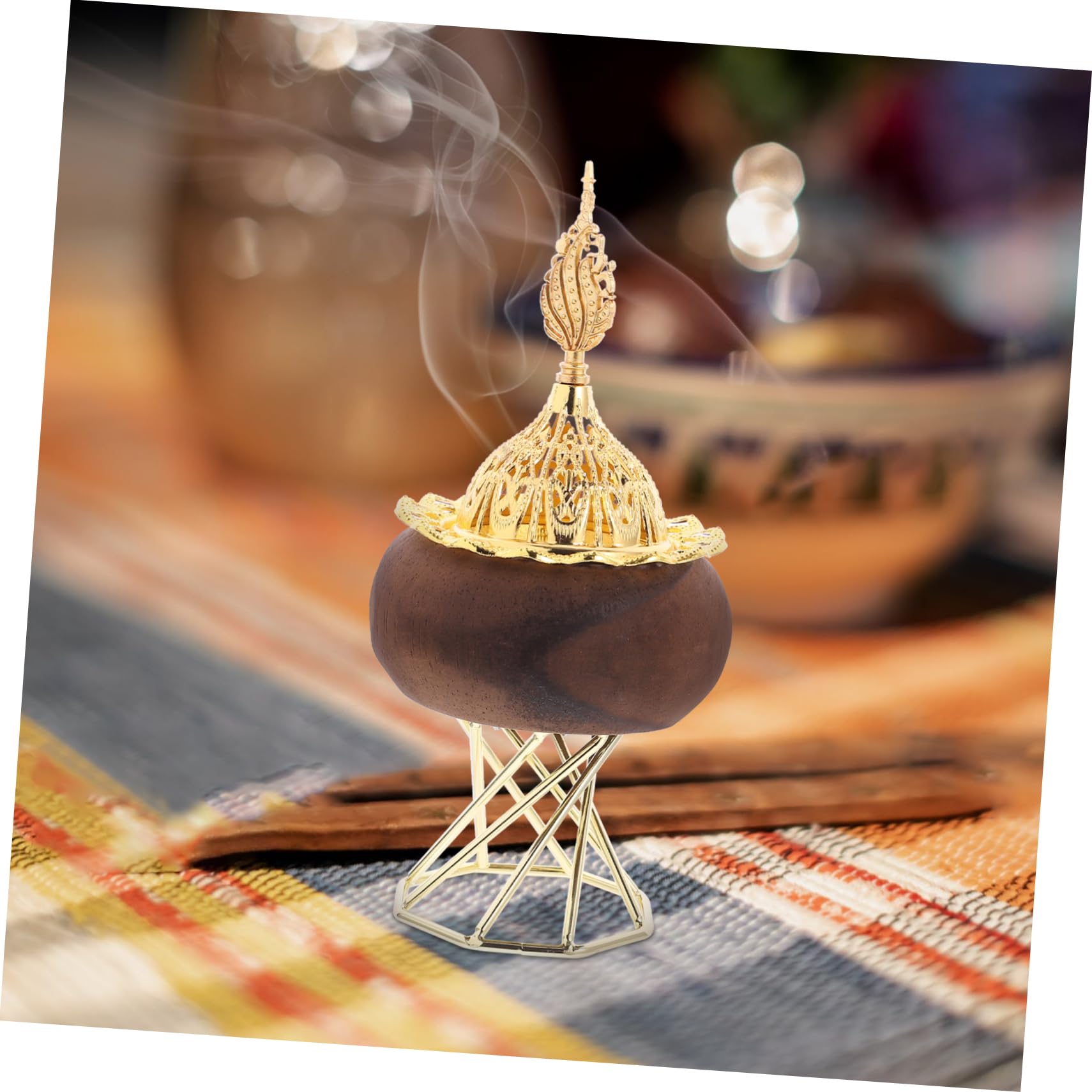 OUNONA 5 Stück Räuchergefäß mit Holz und Metallständer Eleganter Duftlampe Halter für Räucherstäbchen Stilvolle Tischdeko für Schlafzimmer Büro Meditationsraum und Wohnzimmer
