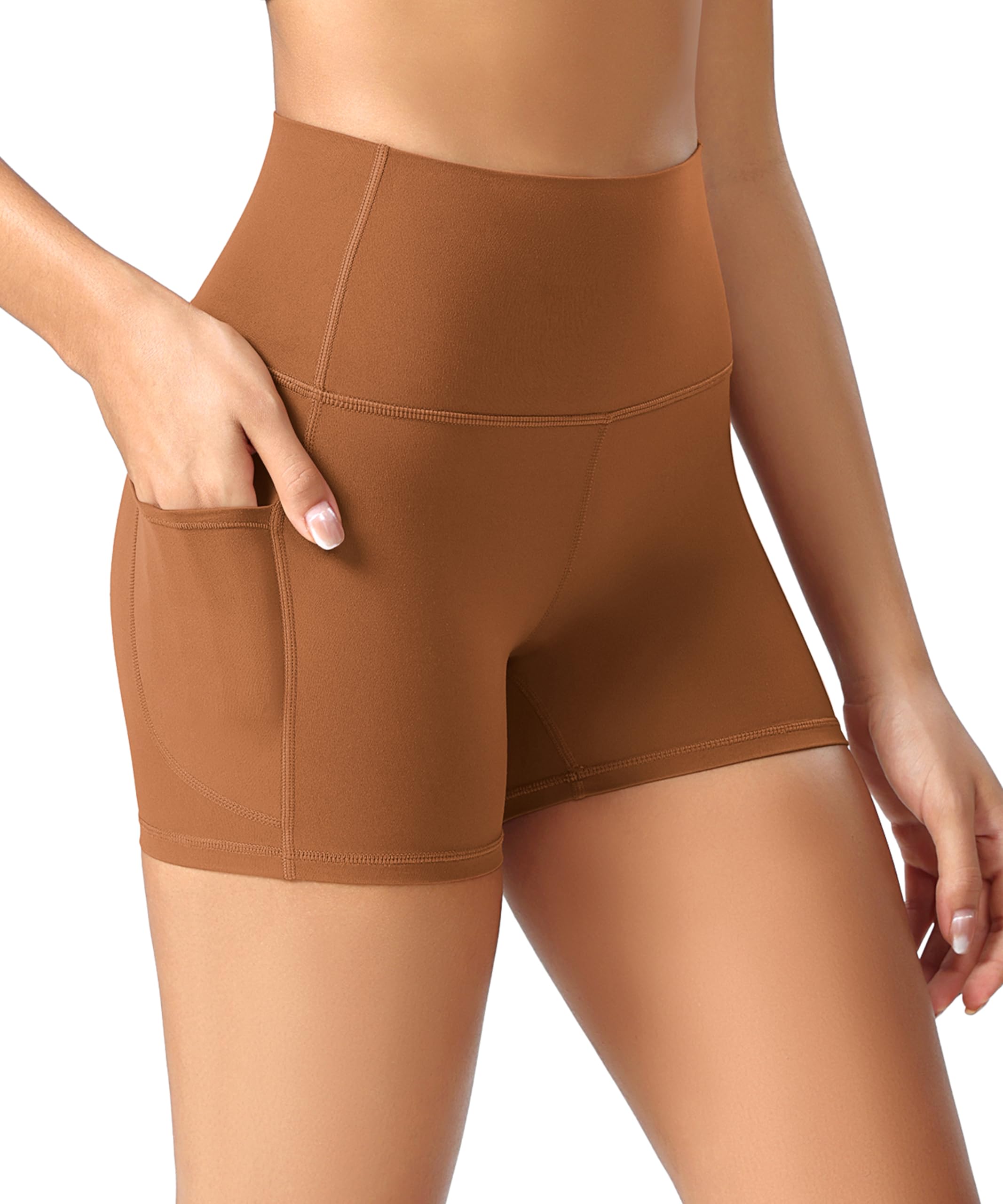 ODODOS Women's High Waist Lounge Yoga Shorts with Pockets, 4"/6"/8"/10" Buttery Soft Biker Shorts